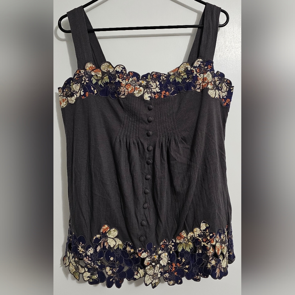 Anthropologie Little Yellow Button tank